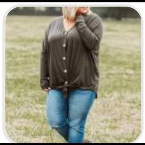 Brand new army green button up